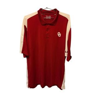 Under Armour Heatgear OU Polo Shirt Men Size XL Loose Red